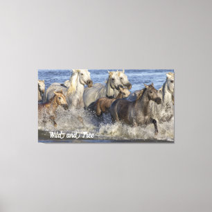 Toile Horses galloping in the water