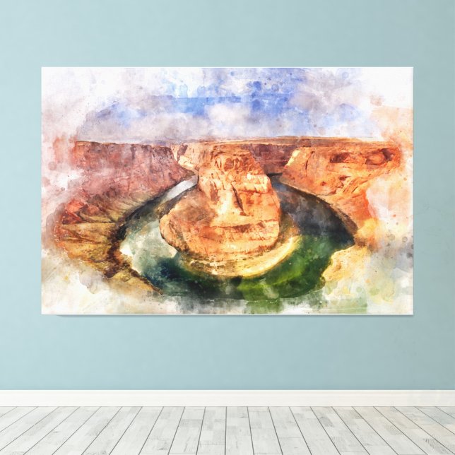 Toile Horseshoe Bend in Grand Canyon aquarelle (Insitu (Plancher de Bois))