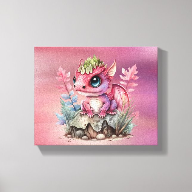 Toile Hot rose Dragon Girl Baby shower cadeau personnali (Recto)
