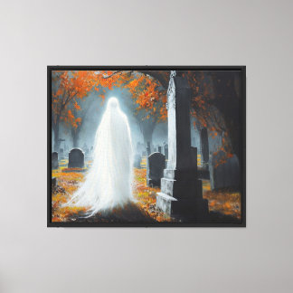 Toile hôte dans le cimetière - Haunted Halloween Wall Ar