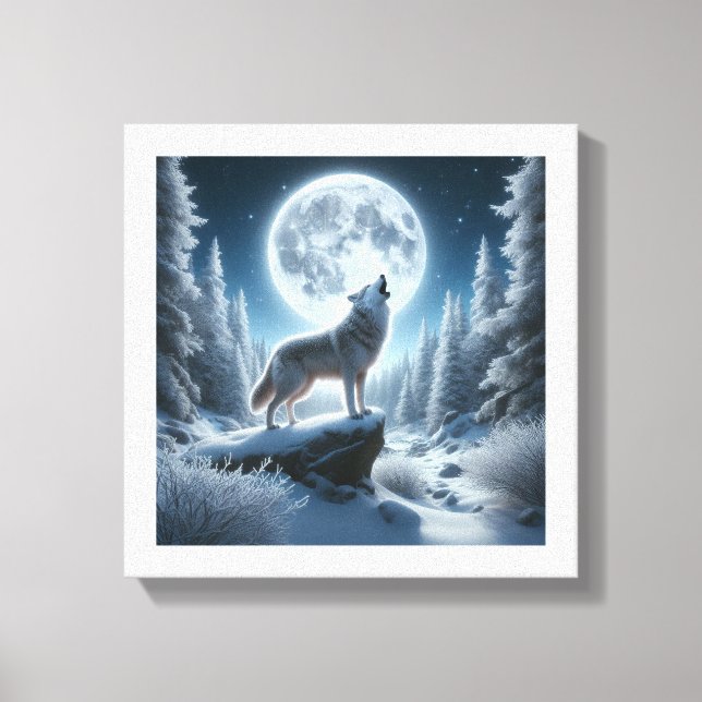 Toile Howling Wolf In Winter (Recto)