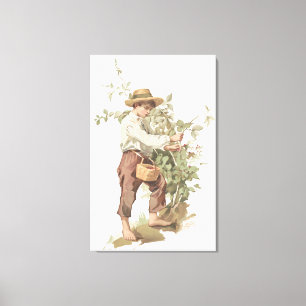 Toile Huckleberry Finn Picking Berries Lithograph