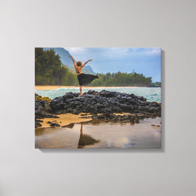 Toile Hula Dancer à Lumaha'i Beach, Kauai, Hawaii (Recto)