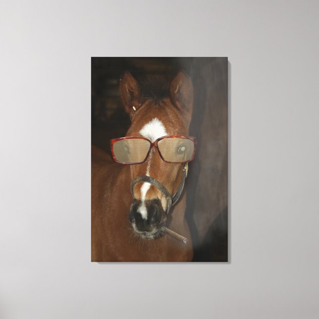 Toile Humoristique Cheval Foie Fumer Cigar Canvas Art (Recto)