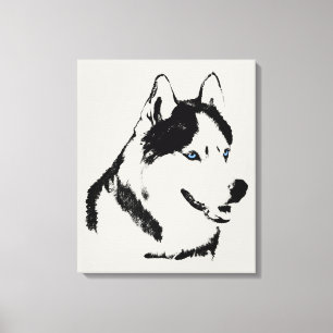 Toile Husky Imprimé Chien Husky Sibérien Étiré