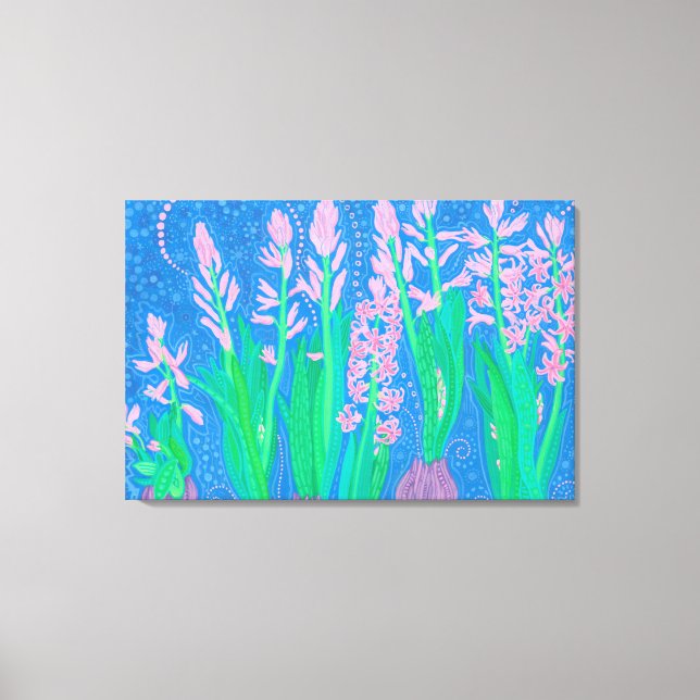 Toile Hyacinthes roses Fleurs de printemps peinture d'ar (Recto)
