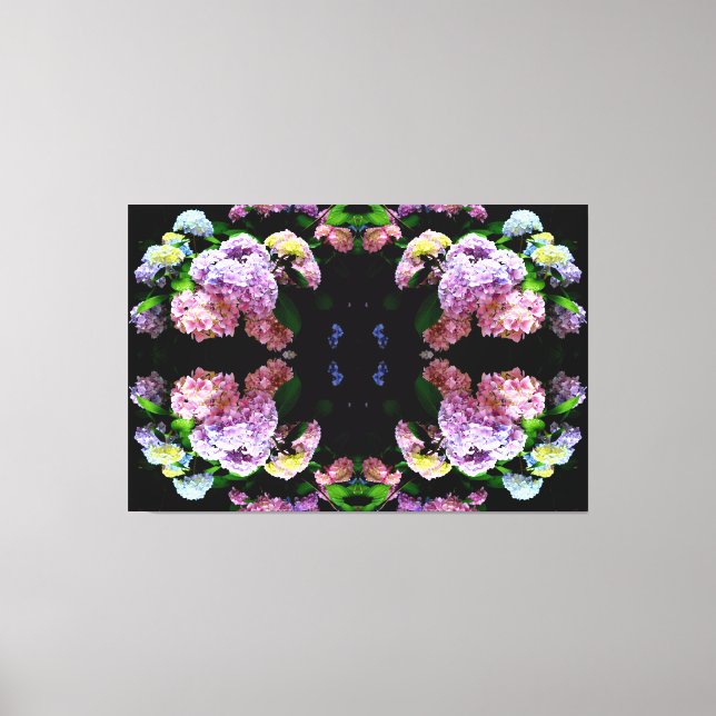 Toile Hydrangea garden, rose, bleu, purple floral (Recto)