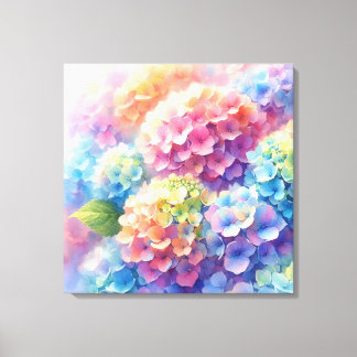 Toile Hydrangea Whispers : Un arc-en-ciel en fleurs