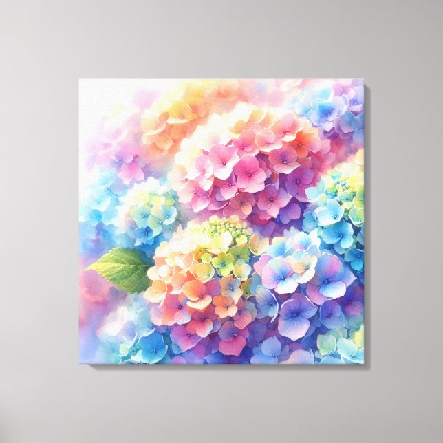 Toile Hydrangea Whispers : Un arc-en-ciel en fleurs (Recto)