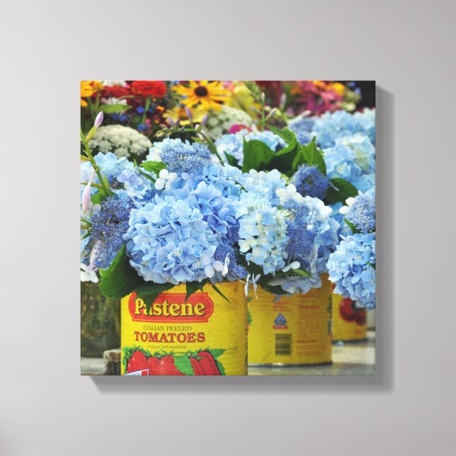 Toile Hydrangées et fleurs fraîches dans les boîtes à to (Recto)