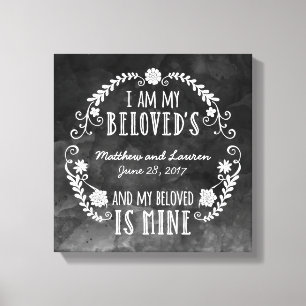 Toile I Am My Beloved's, Mariage Black Watercolor