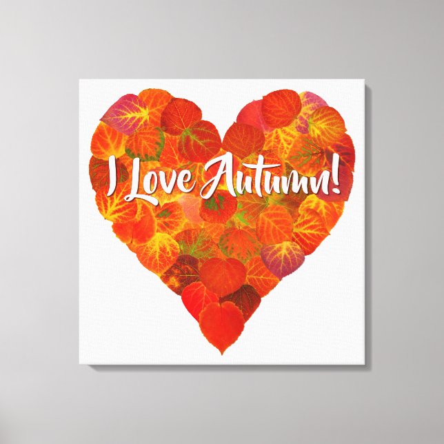 Toile I Love Automne!—Rouge Aspen Leaf Heart 1 (Recto)
