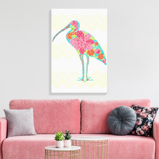 Toile Ibis Floral Vibrant Chevron Design Tropical (Insitu(Salon))