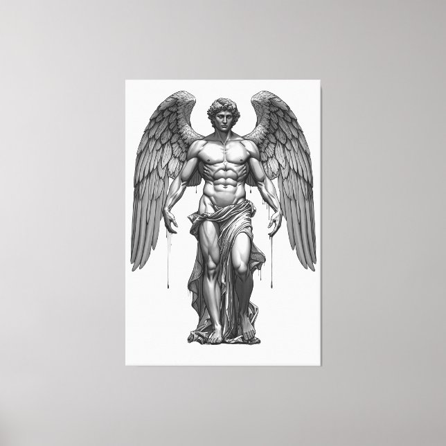 Toile Icarus Fallen - Dark Graphic Mythological Canvas  (Recto)