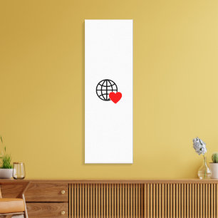 Toile Icône Globe Amour Mondial   Conception de cœur Ter