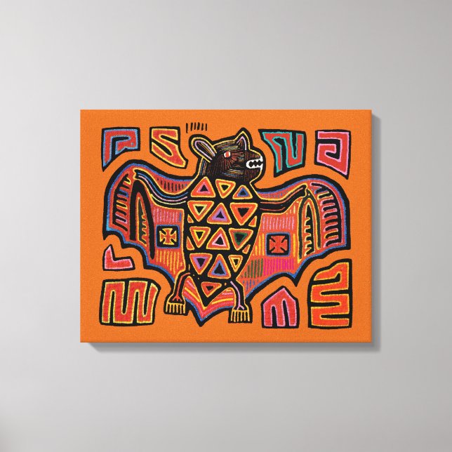 Toile Île de San Blas Kuna Indian Mola Fruit Bat (Recto)