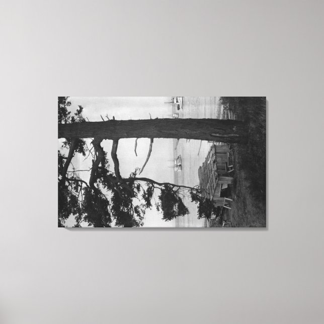 Toile Île Lopez, WA - Bateaux De Pêche Dans La Baie (Recto)