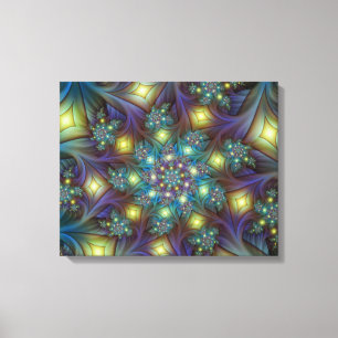 Toile Illuminé Abstrait brillant Turquoise violet Fracta