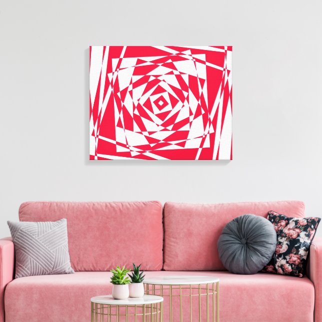 Toile Illusion abstraite rouge blanc (Insitu(Salon))