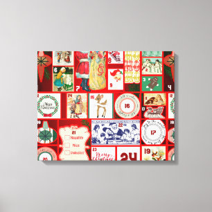Toile Illustration Carrée de l'Avent de Bloc de Noël
