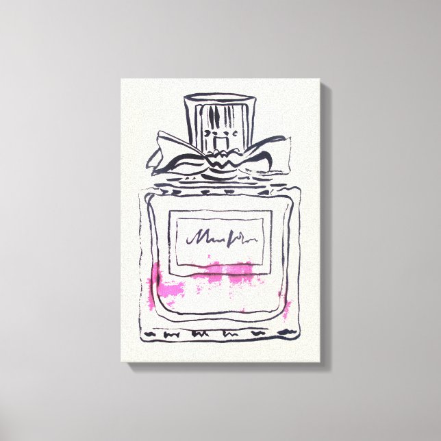 Toile Illustration d'aquarelle de mode de bouteille de p (Recto)