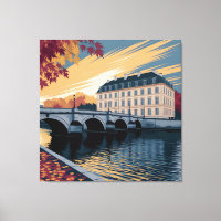 Illustration d'art de ville européenne au bord de 
