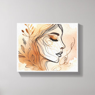 Toile Illustration d'art en ligne du visage de la femme