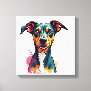 Toile Illustration d'art pop de portrait de chien coloré