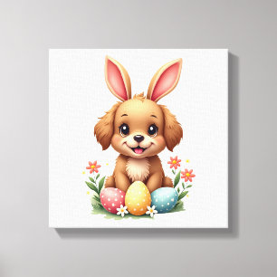 Toile Illustration de chien de Pâques vintage Bunny Chio