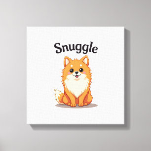 Toile Illustration de chien mignon Pomeranian câlin vint