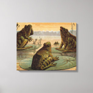 Toile Illustration de grenouilles Lily Pads Moon