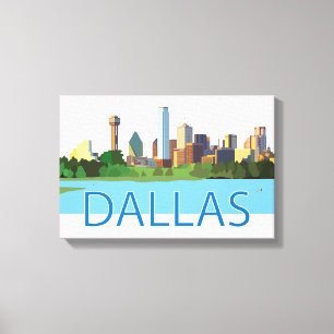 Toile Illustration de la ligne aérienne Dallas colorée