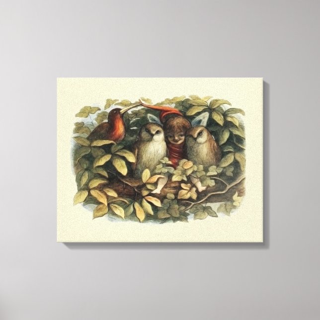 Toile Illustration de la nature des hiboux et des fées d (Recto)