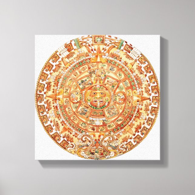 Toile Illustration de la pierre solaire aztèque (Recto)