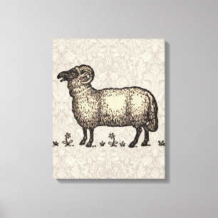Toile Illustration de mouton vintage : Art classique de