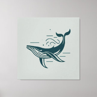 Toile Illustration de natation de baleine bleue