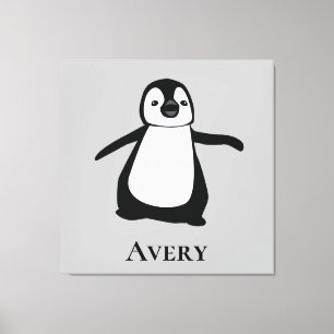 Toile Illustration de pingouin mignon noir et blanc
