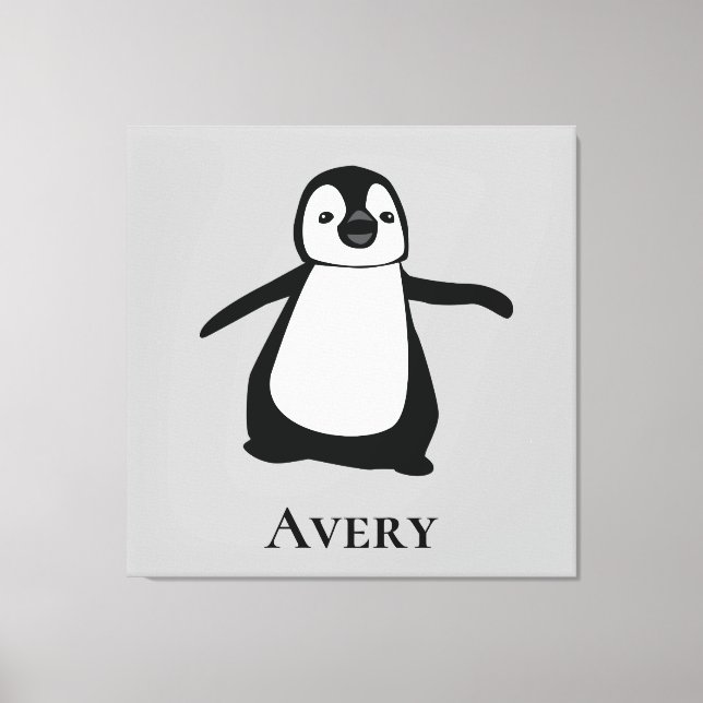 Toile Illustration de pingouin mignon noir et blanc (Recto)