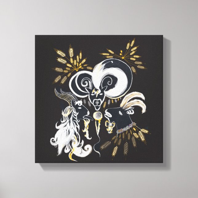 Toile Illustration d'encre de chèvre noire et blanche (Recto)