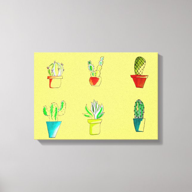 Toile Illustration du désert de cactus mignons (Recto)