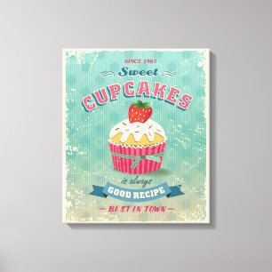 Toile Illustration du panneau de cupcakes vintages