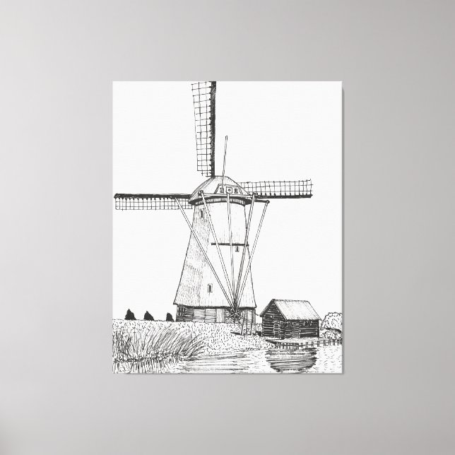 Toile Illustration du stylo Pays-Bas Windmill et de l'en (Recto)