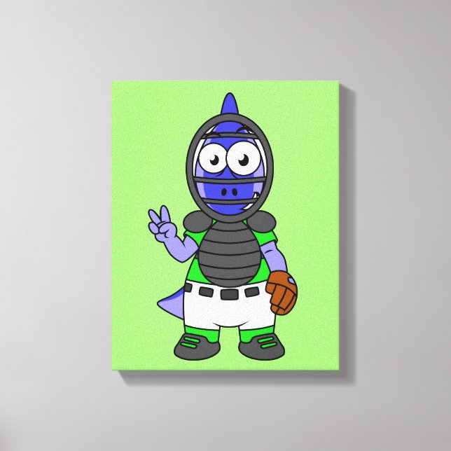Toile Illustration D'Un Capteur De Baseball Parasaurolop (Recto)