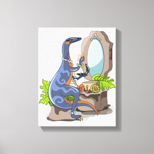 Toile Illustration D'Un Iguanodon Mettant Sur Le Maquill (Recto)