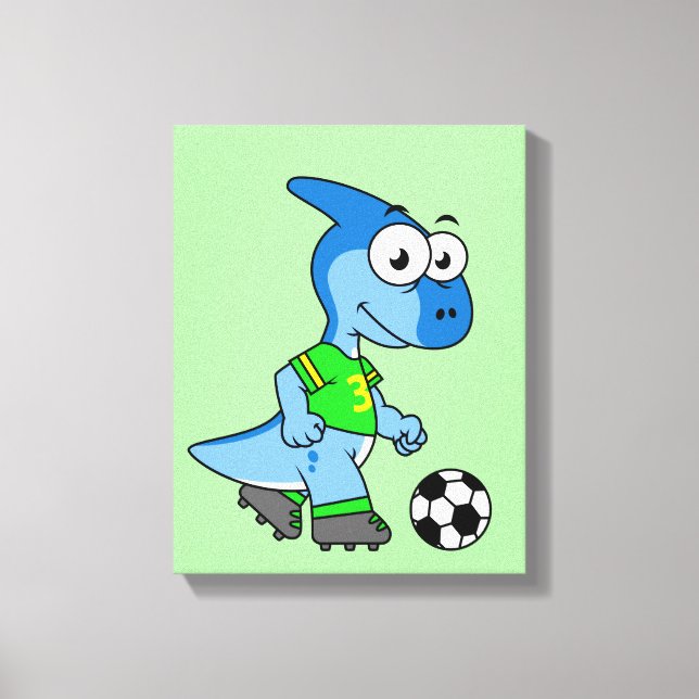 Toile Illustration D'Un Parasaurolophus Jouant Au Footba (Recto)