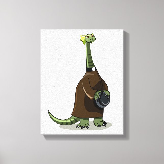 Toile Illustration D'Un Plateosaure Habillé Comme Prêtre (Recto)