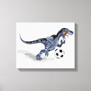 Toile Illustration D'Un Raptor Dinosaure Jouant Au Footb