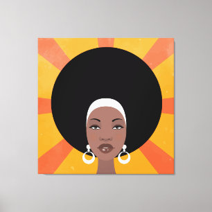 Toile Illustration d'une femme avec cheveux afro