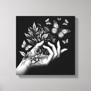 Toile Illustration Féminine de Papillon Minimaliste Esth
