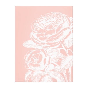 Toile Illustration florale vintage Botanique rose